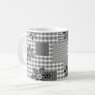 Mug Motif rustique en patchwork noir et blanc rétro