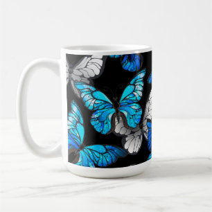 Mug Motif sans couleur foncée avec papillons bleus Mor