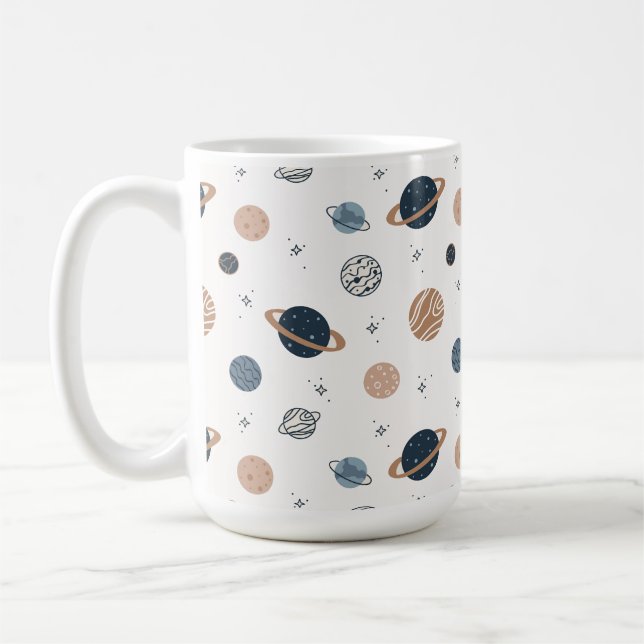 Mug Motif sans couture à main avec planètes (Gauche)