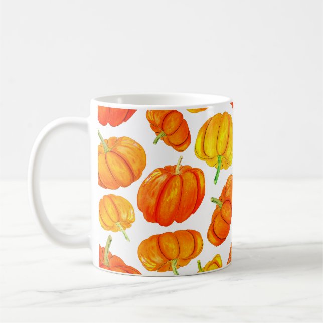 Mug Motif sans couture avec aquarelle dessinée orange  (Gauche)