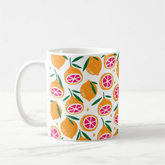 Mug Motif sans couture avec des fruits. Timbre texturé