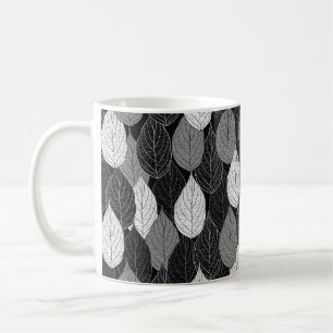 Mug Motif sans couture avec feuilles. Monochrom à mai