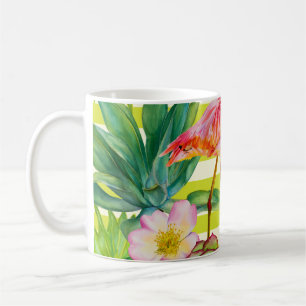 Mug motif sans couture avec flamant rose et tr exotiq