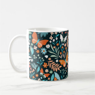 Mug Motif sans couture avec fleurs et papillons