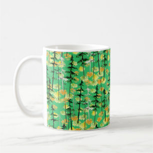 Mug Motif sans couture avec forêt d'automne