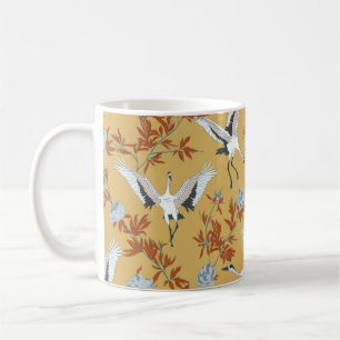 Mug Motif sans couture avec grues blanches japonaises 