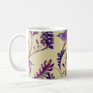Mug Motif sans couture avec oiseaux et branches avec e