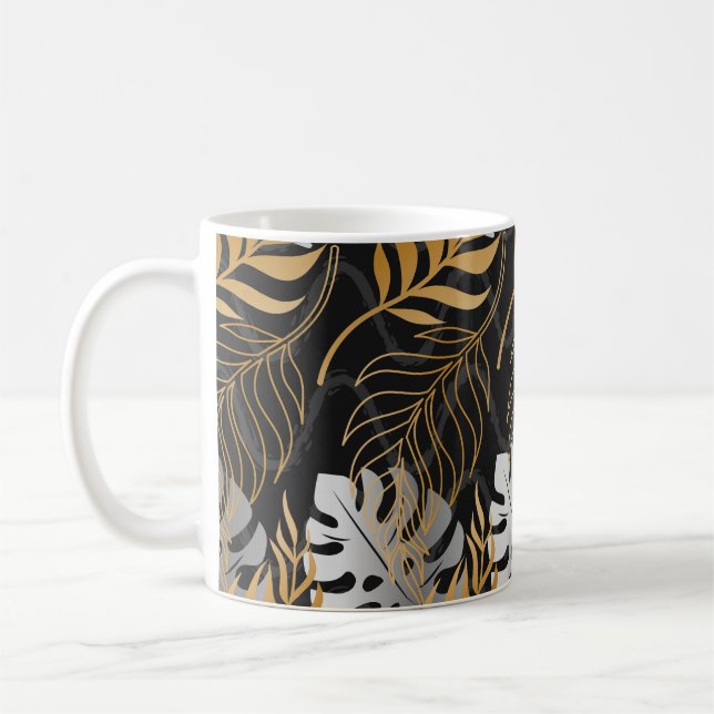 Mug Motif sans couture avec or, argent plante tropical (Gauche)