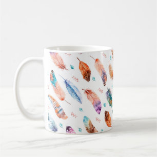 Mug Motif sans couture avec plumes dessinées à la main