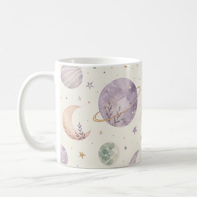 Mug Motif sans couture Bohème Aquarelle Espace & Planè (Gauche)