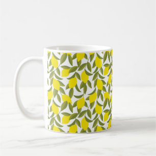 Mug Motif sans couture de citronnier jaune