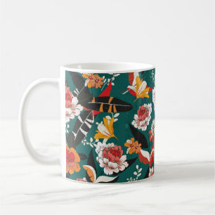 Mug Motif sans couture de fleurs orange et blanche, il