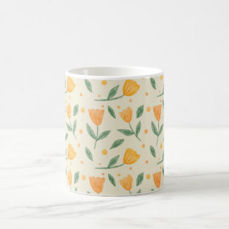 Mug Motif sans couture de fleurs sauvages orange à l'a