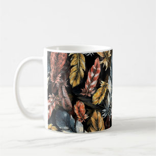 Mug Motif sans couture de plumes d'oiseaux.