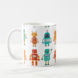Mug Motif sans couture de robots rétro colorés dans un