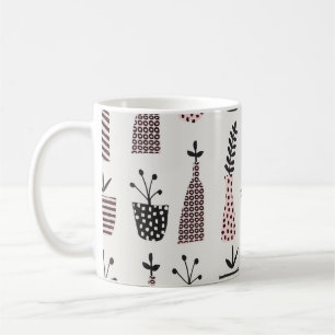 Mug Motif sans couture dessiné à la main avec plantes 