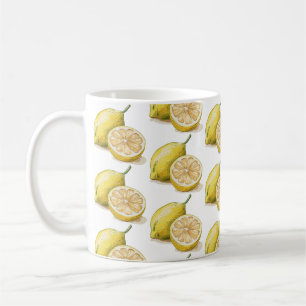 Mug Motif sans couture moderne aquarelle citron jaune 