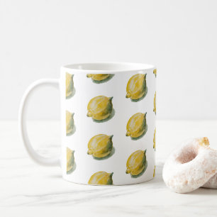 Mug Motif sans couture moderne aquarelle citron jaune 