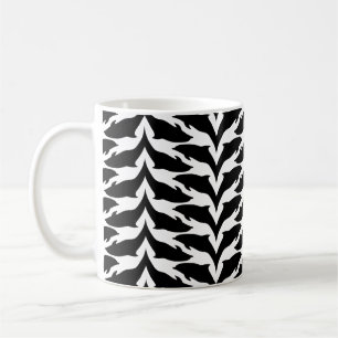 Mug Motif sans couture noir et blanc - Dauphin