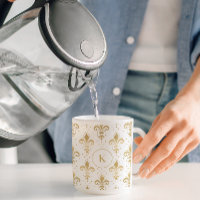 Motif sans couture or et blanc fleur de lis