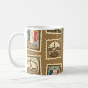 Mug  motif sans soudure avec timbres-poste sur le thèm