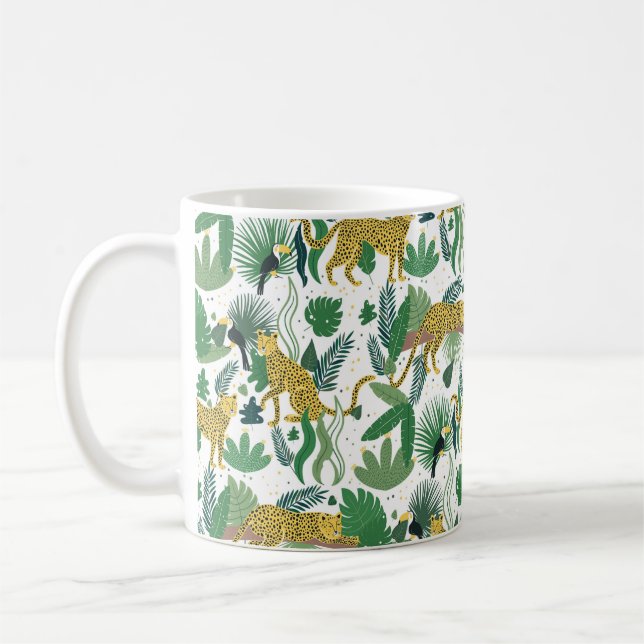 Mug motif sans soudure de léopards dans la jungle. Mét (Gauche)