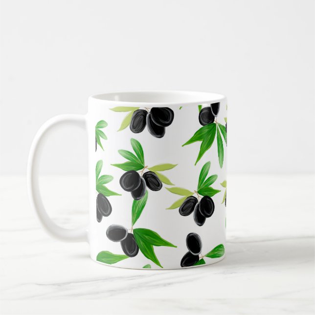 Mug Motif sans soudure Gouache avec branche d'olivier, (Gauche)