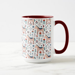 Mug Motif scandinave d'art populaire de cheval