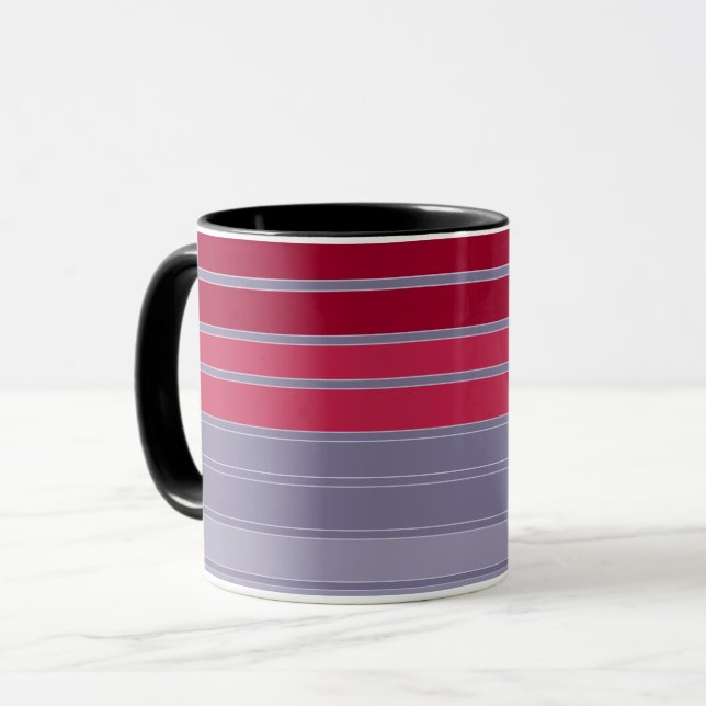 Mug Motif simple rayé rouge et gris (Devant gauche)