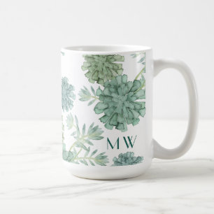 Mug Motif succulent du bonheur   d'usine du monogramme