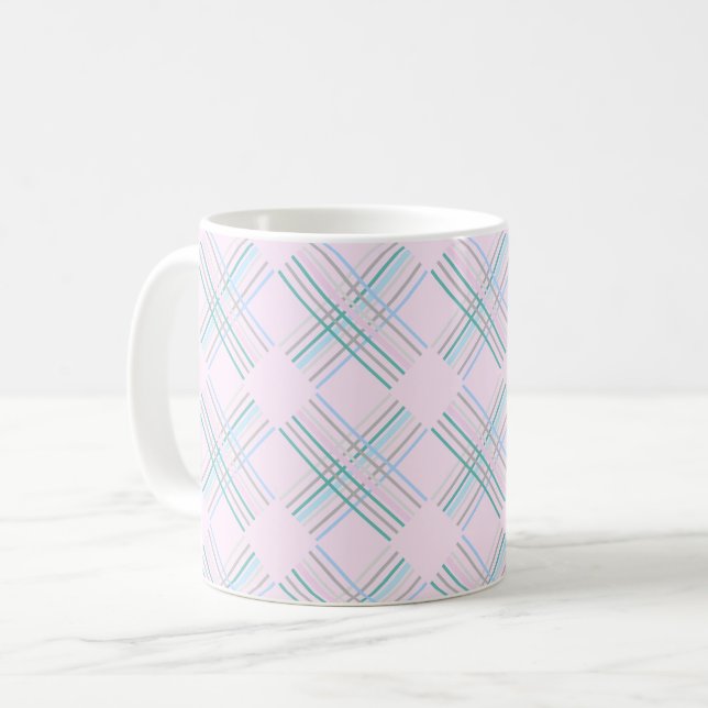 Mug Motif Tartan rose Bébé moderne mignon (Devant gauche)