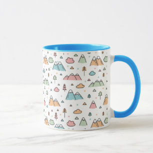 Mug Motif tiré par la main mignon de scène de montagne