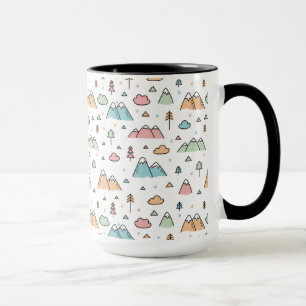 Mug Motif tiré par la main mignon de scène de montagne