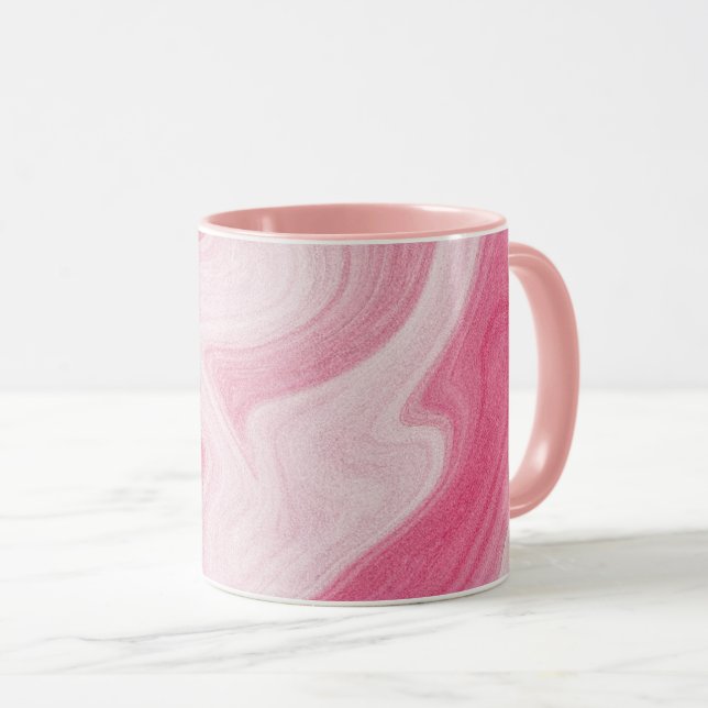 Mug Motif tourbillonnant en marbre rose – Abstrait est (Devant droit)