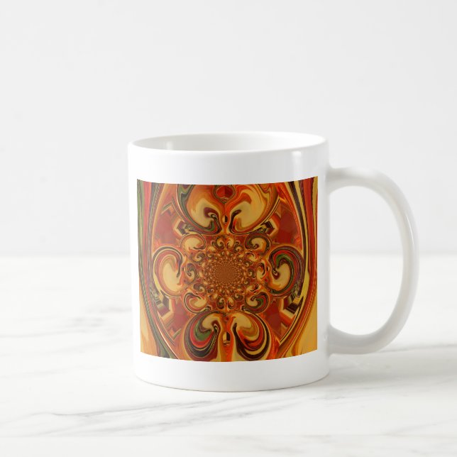 Mug Motif tourbillonnant : Tons d'orange, Brown et ver (Droite)