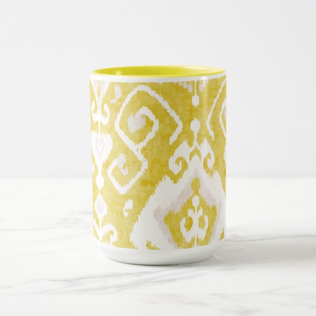 Mug Motif tribal chic jaune et gris ikat pastel (Centre)