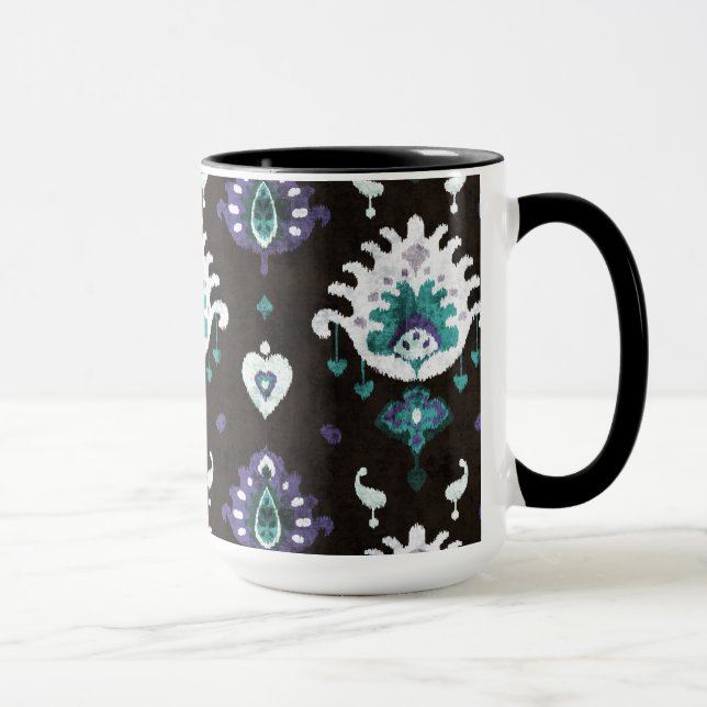 Mug Motif tribal chic noir vert violet ikat (Droite)