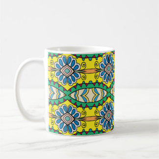 Mug Motif tribal fleuri, orné, dessiné à la main.