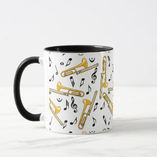 Mug Motif Trombone Music Notes