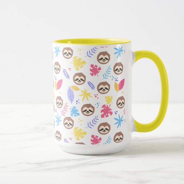 Mug Motif tropical de paresse et de feuille (Droite)