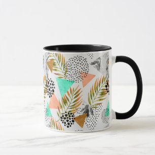 Mug Motif tropical géométrique abstrait de feuille