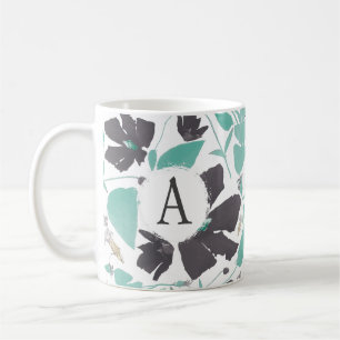 Mug Motif Turquoise gris monogramme