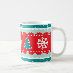 Mug Motif turquoise rouge frais d'arbres de Noël de