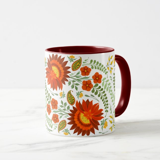 Mug Motif ukrainienne fleurie folk. Ukraine (Devant droit)