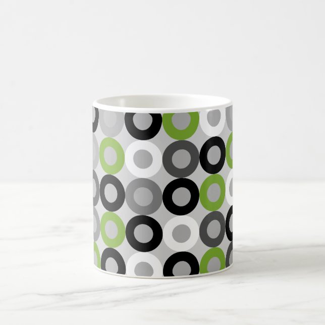 Mug Motif vectoriel des points noirs et blancs vert mo (Centre)