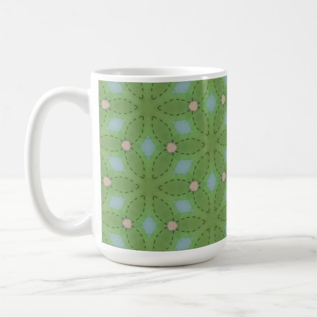 Mug Motif vert et bleu feuilles (Gauche)