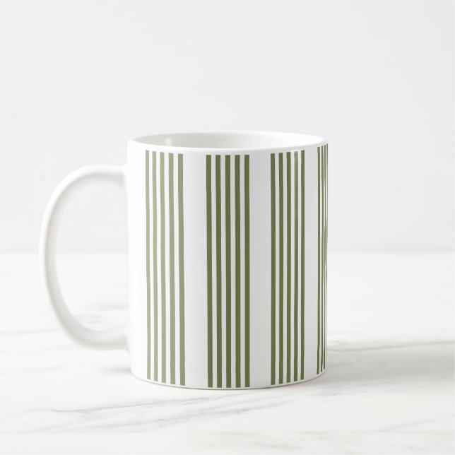 Mug Motif vert olive et blanc cinq bandes (Gauche)