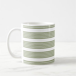 Mug Motif vert olive et blanc cinq bandes