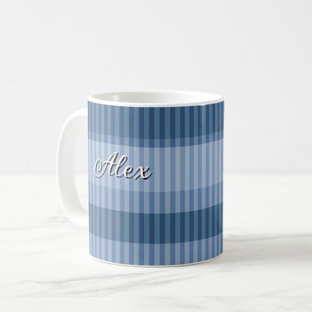 Mug motif vertical rayé bleu (Devant gauche)