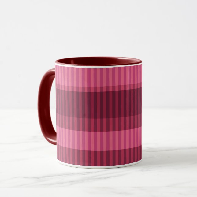 Mug Motif vertical rayé rouge corail (Devant gauche)
